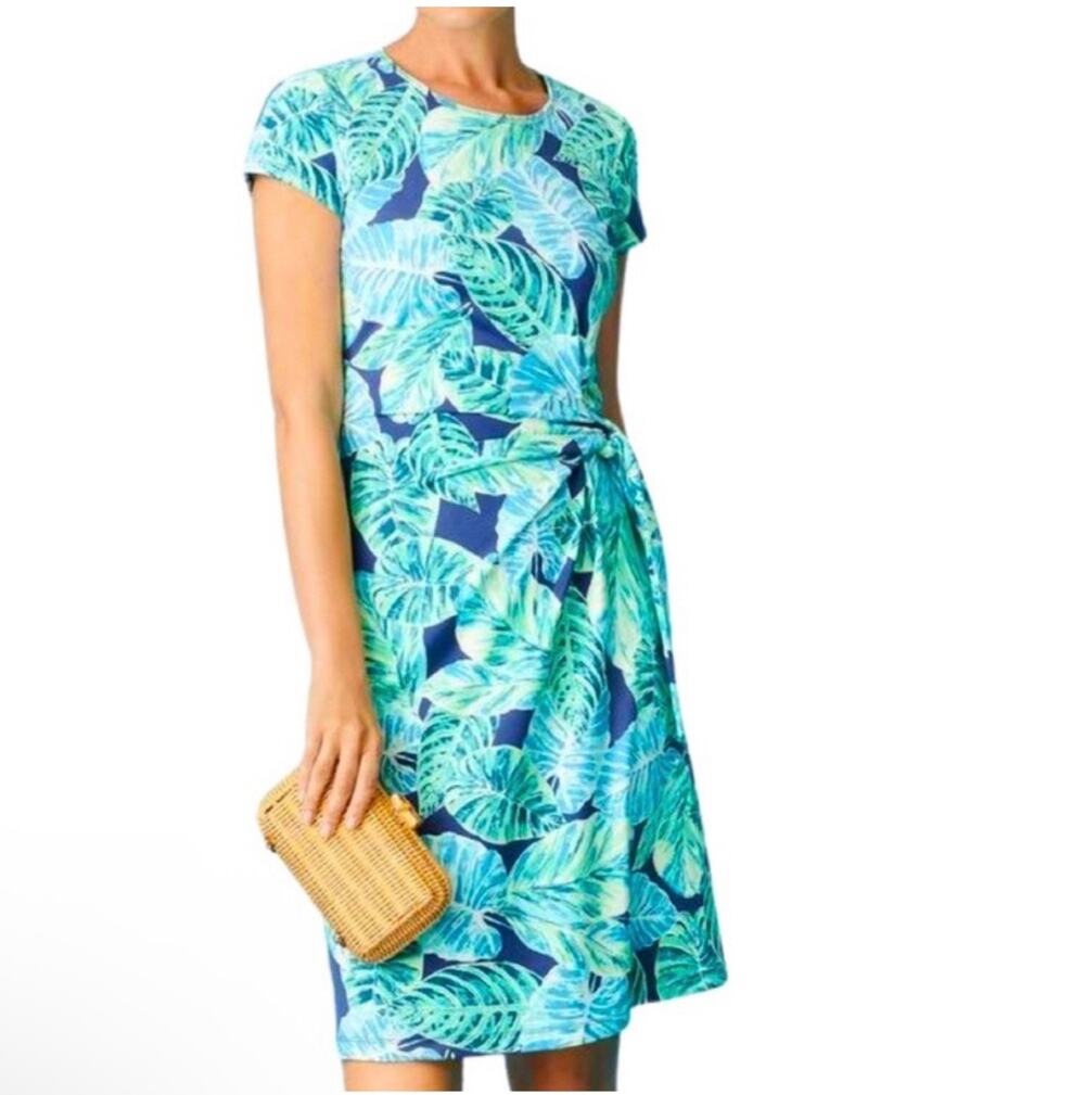 J. McLaughlin Dress Womens Small Green Elora Sheath Palma Verde Tropical Resort